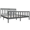 Cadre de lit sans matelas gris bois massif 