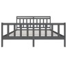 Cadre de lit sans matelas gris bois massif 