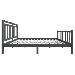 Cadre de lit sans matelas gris bois massif 