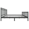 Cadre de lit sans matelas gris bois massif 