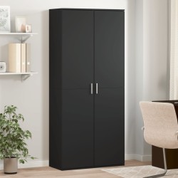 Buffet haut noir 80x35x180 cm bois d'ingénierie 