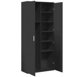 Buffet haut noir 80x35x180 cm bois d'ingénierie 