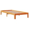 Lit bibliothèque sans matelas cire marron 90x190 cm pin massif 