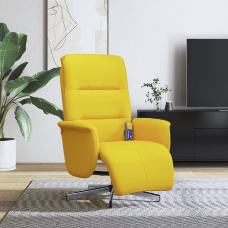 Fauteuil inclinable de massage repose-pieds jaune clair tissu 