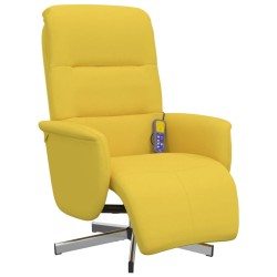 Fauteuil inclinable de massage repose-pieds jaune clair tissu 