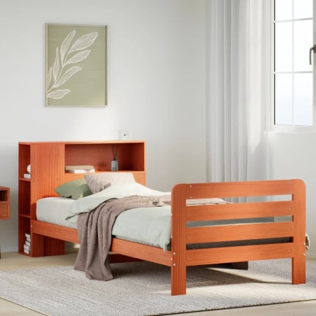 Cadre de lit sans matelas cire marron 90x200 cm bois pin massif 