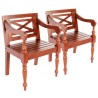 Chaises Batavia lot de 2 marron foncé bois d'acajou solide 