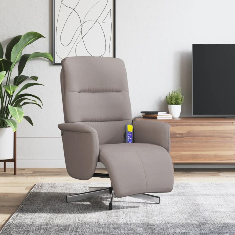 Fauteuil inclinable de massage avec repose-pieds taupe tissu 