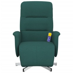 Fauteuil inclinable de massage et repose-pieds vert foncé tissu 