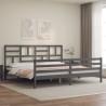 Cadre de lit sans matelas gris 200x200 cm bois massif 