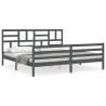Cadre de lit sans matelas gris 200x200 cm bois massif 