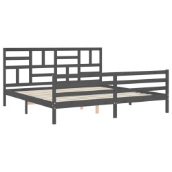 Cadre de lit sans matelas gris 200x200 cm bois massif 