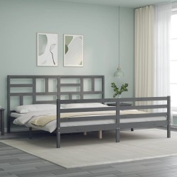 Cadre de lit sans matelas gris 200x200 cm bois massif 