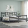 Cadre de lit sans matelas gris 200x200 cm bois massif 