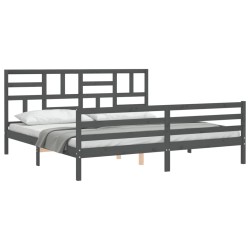 Cadre de lit sans matelas gris 200x200 cm bois massif 