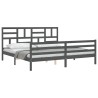 Cadre de lit sans matelas gris 200x200 cm bois massif 