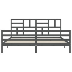 Cadre de lit sans matelas gris 200x200 cm bois massif 