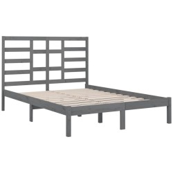 Cadre de lit sans matelas gris bois massif 150x200 cm 