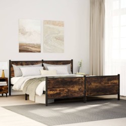 Cadre de lit en métal sans matelas chêne fumé 183x213 cm 