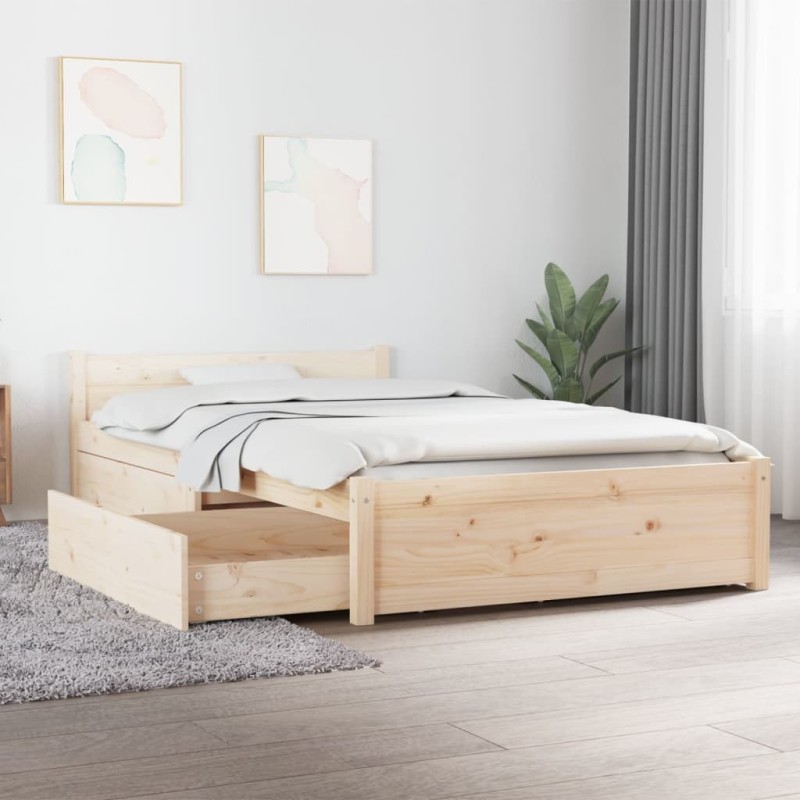Cadre de lit sans matelas avec tiroirs 90x200 cm 