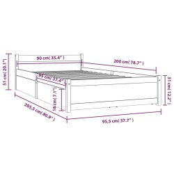 Cadre de lit sans matelas avec tiroirs 90x200 cm 
