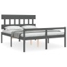 Lit pour personne âgée sans matelas gris bois massif 