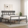 Lit pour personne âgée sans matelas gris bois massif 