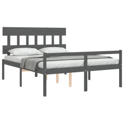 Lit pour personne âgée sans matelas gris bois massif 