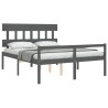 Lit pour personne âgée sans matelas gris bois massif 