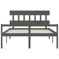 Lit pour personne âgée sans matelas gris bois massif 