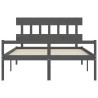 Lit pour personne âgée sans matelas gris bois massif 