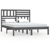 Cadre de lit sans matelas gris 135x190 cm bois de pin massif 