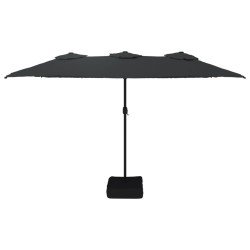Parasol de jardin à double tête noir 449x245 cm 