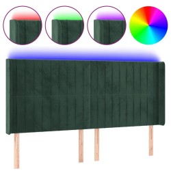 Tête de lit à LED Vert foncé 163x16x118/128 cm Velours 
