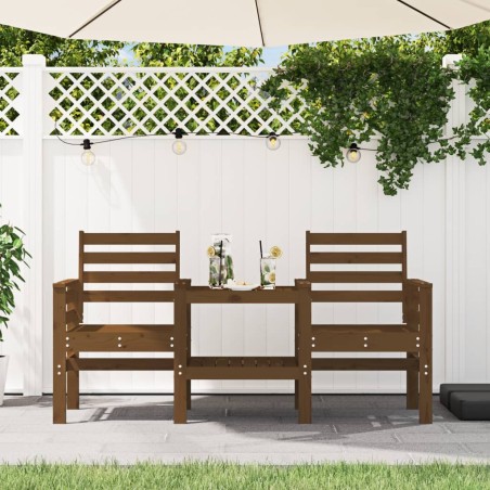 Banc de jardin avec table 2 places brun miel bois massif de pin 