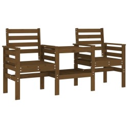 Banc de jardin avec table 2 places brun miel bois massif de pin 