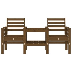 Banc de jardin avec table 2 places brun miel bois massif de pin 