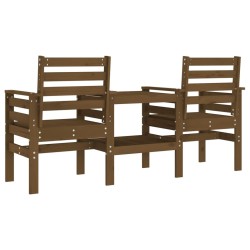 Banc de jardin avec table 2 places brun miel bois massif de pin 