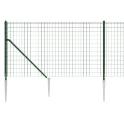 Clôture en treillis métallique et piquet d'ancrage vert 1x25 m 