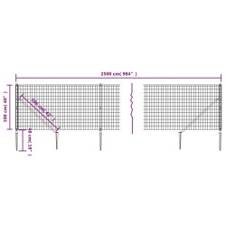 Clôture en treillis métallique et piquet d'ancrage vert 1x25 m 