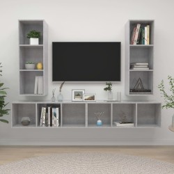 Meubles TV muraux 4 pcs Gris béton Bois d'ingénierie 