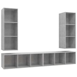 Meubles TV muraux 4 pcs Gris béton Bois d'ingénierie 
