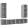 Meubles TV muraux 4 pcs Gris béton Bois d'ingénierie 