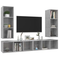 Meubles TV muraux 4 pcs Gris béton Bois d'ingénierie 