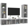 Meubles TV muraux 4 pcs Gris béton Bois d'ingénierie 