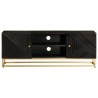 Meuble TV noir 110x30x40 cm bois massif de manguier et fer 