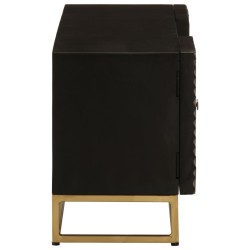 Meuble TV noir 110x30x40 cm bois massif de manguier et fer 
