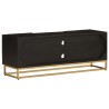Meuble TV noir 110x30x40 cm bois massif de manguier et fer 
