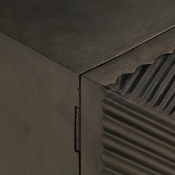 Meuble TV noir 110x30x40 cm bois massif de manguier et fer 