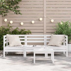 Canapé de jardin 3 places blanc bois de pin massif 